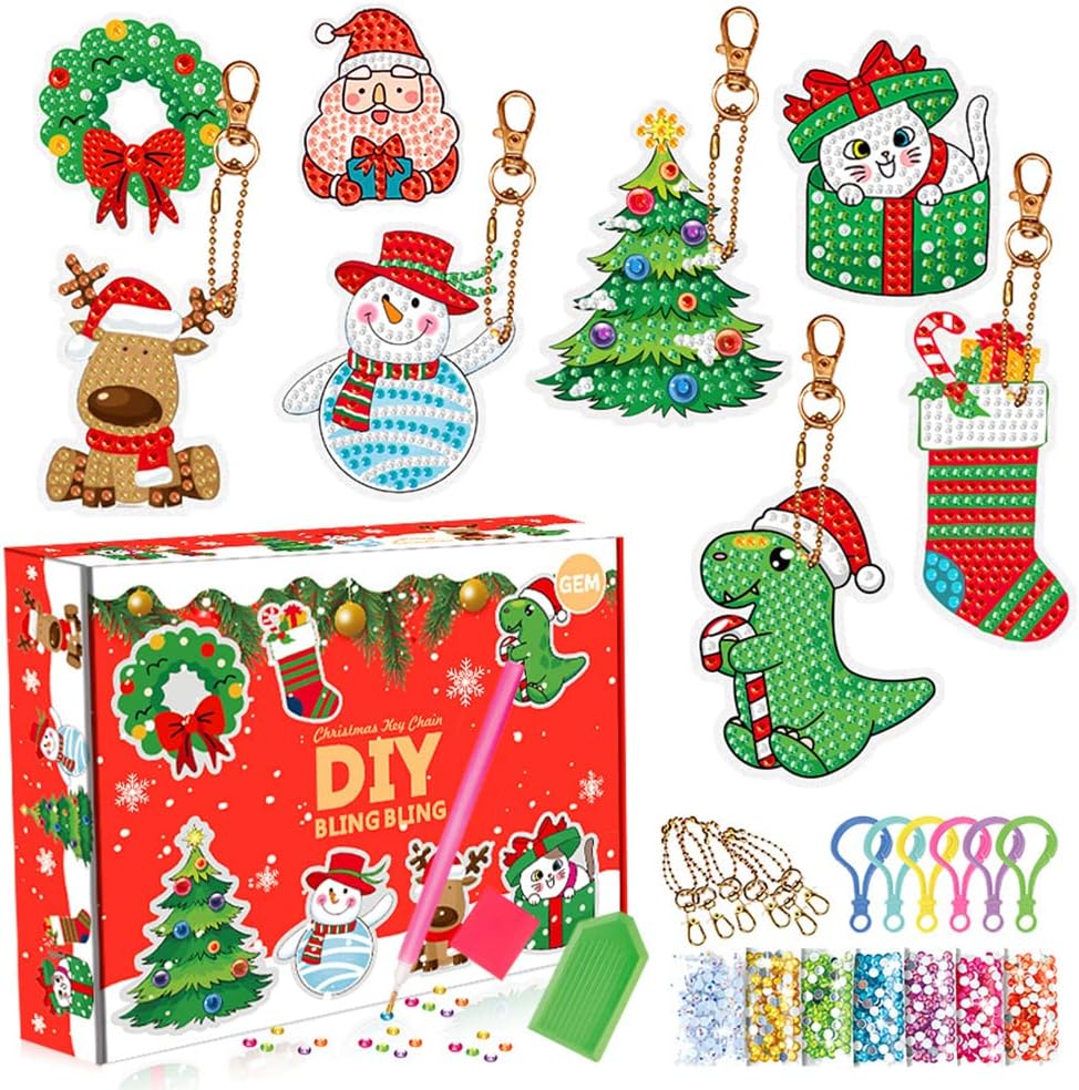 Kits de llaveros de pintura de diamantes Navideños🎄